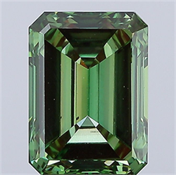 Picture of Lab Grown Diamond 5.15 Carats, Emerald with  Cut, Fancy Vivid Green Color, VS1 Clarity and Certified by IGI