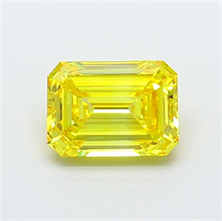 Picture of Lab Grown Diamond 1.91 Carats, Emerald with  Cut, Fancy Vivid Yellow Color, VS1 Clarity and Certified by IGI