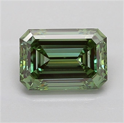 Picture of Lab Grown Diamond 3.07 Carats, Emerald with  Cut, Fancy Vivid Green Color, VS1 Clarity and Certified by IGI