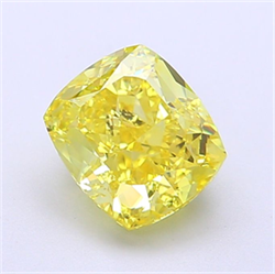 Picture of Lab Grown Diamond 2.02 Carats, CUSHION MODIFIED with  Cut, Fancy Vivid Yellow Color, VVS1 Clarity and Certified by IGI