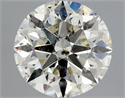 Natural Diamond 1.56 Carats, Round with Excellent Cut, K Color, SI2 Clarity and Certified by HRD