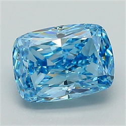 Picture of Lab Grown Diamond 1.57 Carats, CUSHION MODIFIED with  Cut, Fancy Vivid Blue Color, VVS2 Clarity and Certified by IGI