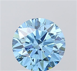 Picture of Lab Grown Diamond 1.28 Carats, Round with Excellent Cut, Fancy Vivid Blue Color, VS1 Clarity and Certified by IGI