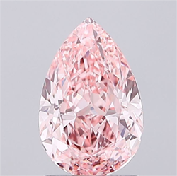 Picture of Lab Grown Diamond 1.73 Carats, Pear with  Cut, Fancy Vivid Pink Color, VVS2 Clarity and Certified by IGI