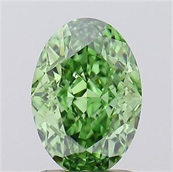 Picture of Lab Grown Diamond 1.89 Carats, Oval with  Cut, Fancy Vivid Green Color, FL Clarity and Certified by IGI