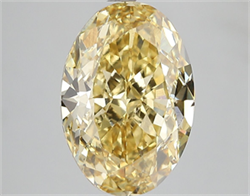 Picture of Lab Grown Diamond 5.20 Carats, Oval with  Cut, Fancy Vivid Yellow Color, VS2 Clarity and Certified by IGI