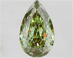 Picture of Lab Grown Diamond 3.10 Carats, Pear with  Cut, Fancy Vivid Green Color, VVS2 Clarity and Certified by IGI