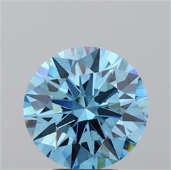Picture of Lab Grown Diamond 3.50 Carats, Round with Ideal Cut, Fancy Vivid Blue Color, VS2 Clarity and Certified by IGI