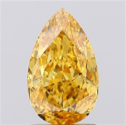 Picture of Lab Grown Diamond 1.48 Carats, Pear with  Cut, Fancy Vivid Yellow Color, VVS2 Clarity and Certified by IGI