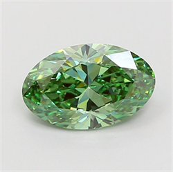 Picture of Lab Grown Diamond 1.72 Carats, Oval with  Cut, Fancy Vivid Green Color, VVS2 Clarity and Certified by IGI