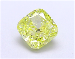 Picture of Lab Grown Diamond 1.68 Carats, Cushion with  Cut, Fancy Vivid Yellow Color, VVS2 Clarity and Certified by IGI