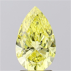 Picture of Lab Grown Diamond 2.06 Carats, Pear with  Cut, Fancy Intense Yellow Color, VVS2 Clarity and Certified by IGI