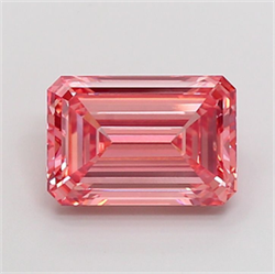 Picture of Lab Grown Diamond 4.85 Carats, Emerald with  Cut, Fancy Vivid Pink Color, VS1 Clarity and Certified by IGI