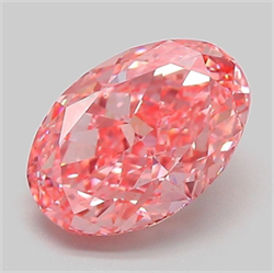 Picture of Lab Grown Diamond 2.00 Carats, Oval with  Cut, Fancy Vivid Pink Color, VS1 Clarity and Certified by IGI
