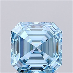 Picture of Lab Grown Diamond 1.23 Carats, Asscher with  Cut, Fancy Vivid Blue Color, VVS1 Clarity and Certified by IGI