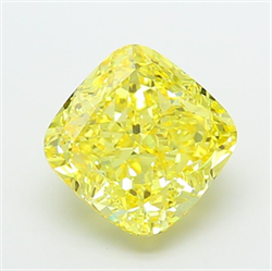 Picture of Lab Grown Diamond 5.08 Carats, CUSHION MODIFIED with  Cut, Fancy Vivid Yellow Color, VS1 Clarity and Certified by IGI