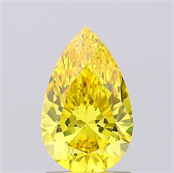 Picture of Lab Grown Diamond 1.32 Carats, Pear with  Cut, Fancy Vivid Yellow Color, VS1 Clarity and Certified by IGI