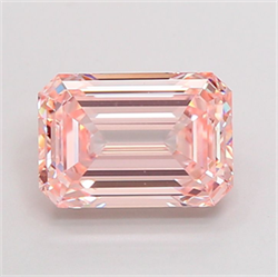 Picture of Lab Grown Diamond 2.40 Carats, Emerald with  Cut, Fancy Intense Pink Color, VVS2 Clarity and Certified by IGI