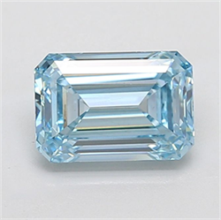 Picture of Lab Grown Diamond 3.51 Carats, Emerald with  Cut, Fancy Vivid Blue Color, VS1 Clarity and Certified by IGI