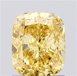 Picture of Lab Grown Diamond 1.31 Carats, CUSHION MODIFIED with  Cut, Fancy Vivid Yellow Color, VS1 Clarity and Certified by IGI