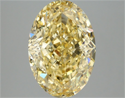Picture of Lab Grown Diamond 5.08 Carats, Oval with  Cut, Fancy Vivid Yellow Color, VS1 Clarity and Certified by IGI