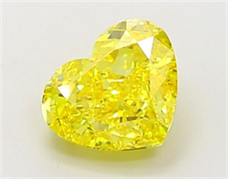 Picture of Lab Grown Diamond 1.51 Carats, Heart with  Cut, Fancy Vivid Yellow Color, VVS2 Clarity and Certified by IGI