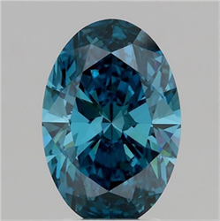 Picture of Lab Grown Diamond 3.10 Carats, Oval with  Cut, Fancy Vivid Blue Color, VS2 Clarity and Certified by IGI