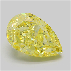 Picture of Lab Grown Diamond 6.50 Carats, Pear with  Cut, Fancy Vivid Yellow Color, VS1 Clarity and Certified by IGI