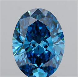 Picture of Lab Grown Diamond 3.07 Carats, Oval with  Cut, Fancy Vivid Blue Color, VS1 Clarity and Certified by IGI