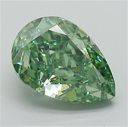 Picture of Lab Grown Diamond 1.52 Carats, Pear with  Cut, Fancy Vivid Green Color, VS1 Clarity and Certified by IGI