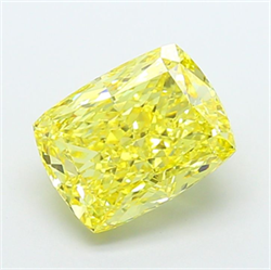 Picture of Lab Grown Diamond 6.08 Carats, CUSHION MODIFIED with  Cut, Fancy Vivid Yellow Color, VS1 Clarity and Certified by IGI