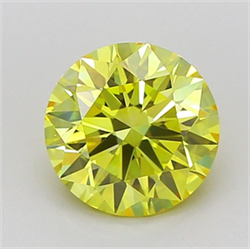 Picture of Lab Grown Diamond 1.54 Carats, Round with Ideal Cut, Fancy Vivid Yellow Color, VVS2 Clarity and Certified by IGI