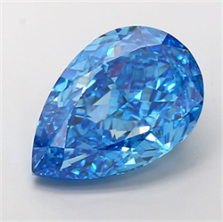 Picture of Lab Grown Diamond 7.06 Carats, Pear with  Cut, Fancy Vivid Blue Color, VS1 Clarity and Certified by IGI
