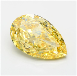 Picture of Lab Grown Diamond 11.13 Carats, Pear with  Cut, Fancy Intense Yellow Color, VVS2 Clarity and Certified by IGI