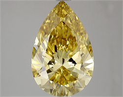 Picture of Lab Grown Diamond 3.02 Carats, Pear with  Cut, Fancy Intense Yellow Color, VVS2 Clarity and Certified by IGI