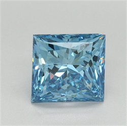 Picture of Lab Grown Diamond 1.48 Carats, Princess with  Cut, Fancy Vivid Blue Color, VS2 Clarity and Certified by IGI