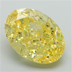 Picture of Lab Grown Diamond 6.03 Carats, Oval with  Cut, Fancy Vivid Yellow Color, VS1 Clarity and Certified by IGI