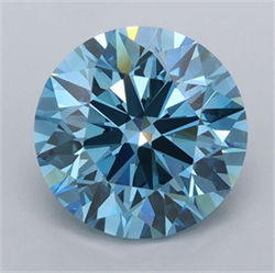 Picture of Lab Grown Diamond 3.05 Carats, Round with Ideal Cut, Fancy Vivid Blue Color, VVS2 Clarity and Certified by IGI