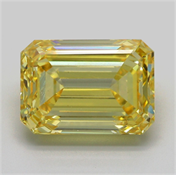 Picture of Lab Grown Diamond 6.14 Carats, Emerald with  Cut, Fancy Intense Yellow Color, VS2 Clarity and Certified by IGI