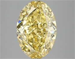 Picture of Lab Grown Diamond 4.09 Carats, Oval with  Cut, Fancy Vivid Yellow Color, VS2 Clarity and Certified by IGI