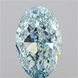 Picture of Lab Grown Diamond 2.18 Carats, Oval with  Cut, Fancy Intense Green Color, VVS2 Clarity and Certified by IGI