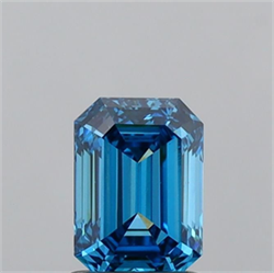 Picture of Lab Grown Diamond 1.20 Carats, Emerald with  Cut, Fancy Vivid Blue Color, VS1 Clarity and Certified by IGI