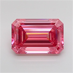 Picture of Lab Grown Diamond 4.14 Carats, Emerald with  Cut, Fancy Vivid Pink Color, VS2 Clarity and Certified by IGI