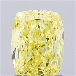 Picture of Lab Grown Diamond 1.42 Carats, CUSHION MODIFIED with  Cut, Fancy Intense Yellow Color, VS1 Clarity and Certified by IGI