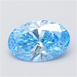 Picture of Lab Grown Diamond 5.09 Carats, Oval with  Cut, Fancy Vivid Blue Color, VS1 Clarity and Certified by IGI