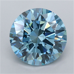 Picture of Lab Grown Diamond 3.02 Carats, Round with Ideal Cut, Fancy Vivid Blue Color, VVS2 Clarity and Certified by IGI