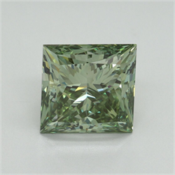Picture of Lab Grown Diamond 3.22 Carats, Princess with  Cut, Fancy Vivid Green Color, VS1 Clarity and Certified by IGI