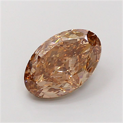 Picture of Lab Grown Diamond 3.10 Carats, Oval with  Cut, Fancy Light Brown Color, VS1 Clarity and Certified by IGI