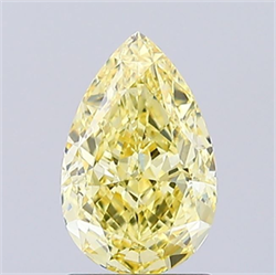 Picture of Lab Grown Diamond 1.47 Carats, Pear with  Cut, Fancy Intense Yellow Color, VVS2 Clarity and Certified by IGI