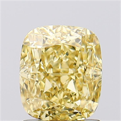 Picture of Lab Grown Diamond 1.56 Carats, CUSHION MODIFIED with  Cut, Fancy Vivid Yellow Color, VS1 Clarity and Certified by IGI